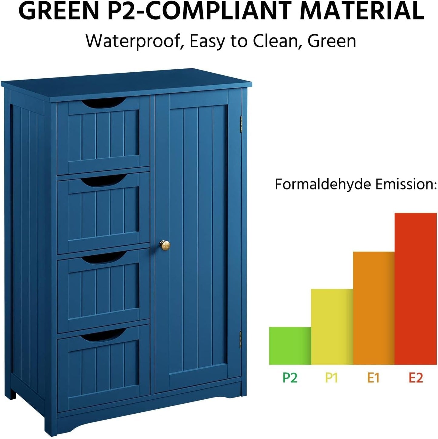 Wooden Bathroom Floor Cabinet, Side Storage Organizer Cabinet with 4