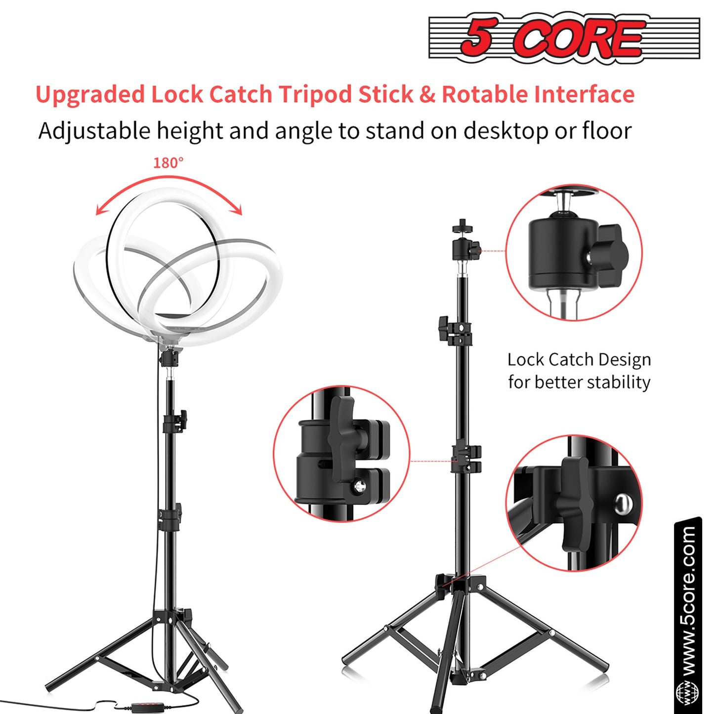 5 Core 12" Selfie LED Circle Light with 67" Adjustable Tripod Stand