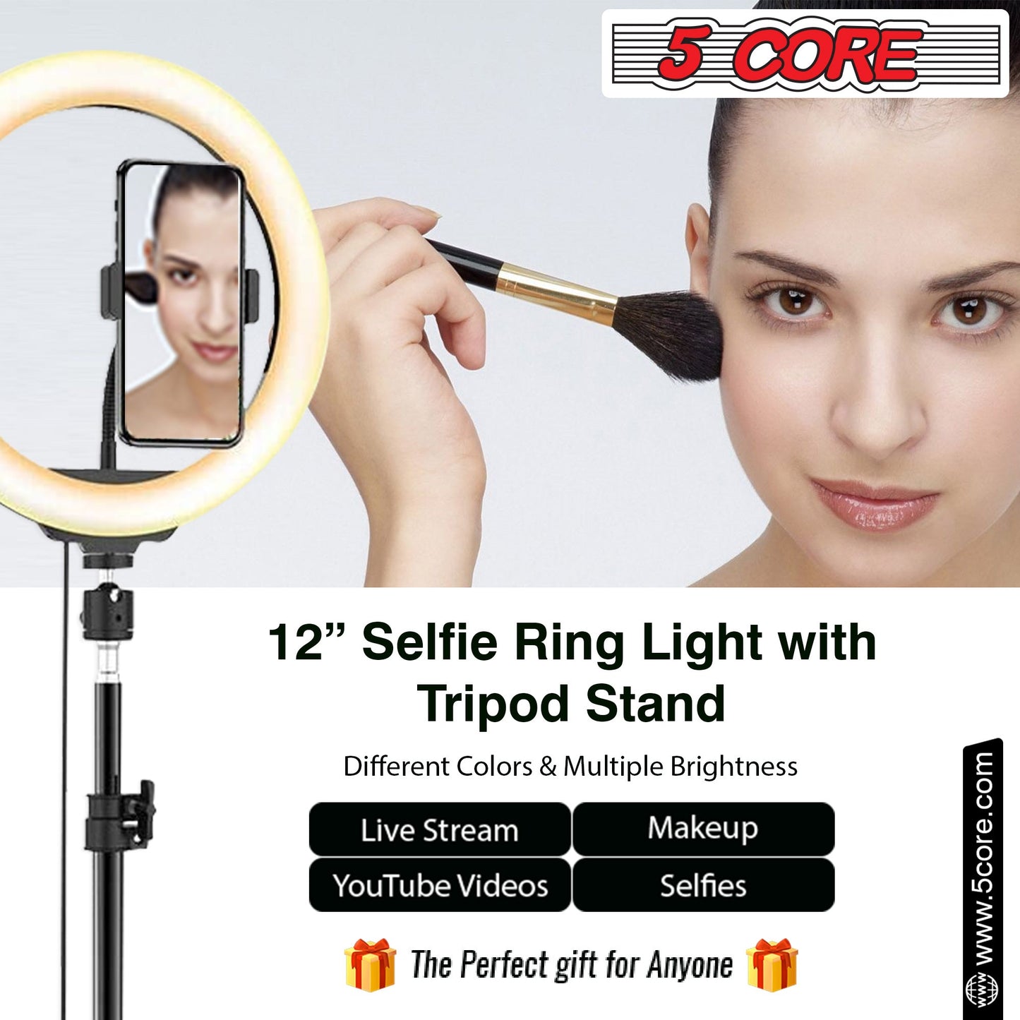 5 Core 12" Selfie LED Circle Light with 67" Adjustable Tripod Stand