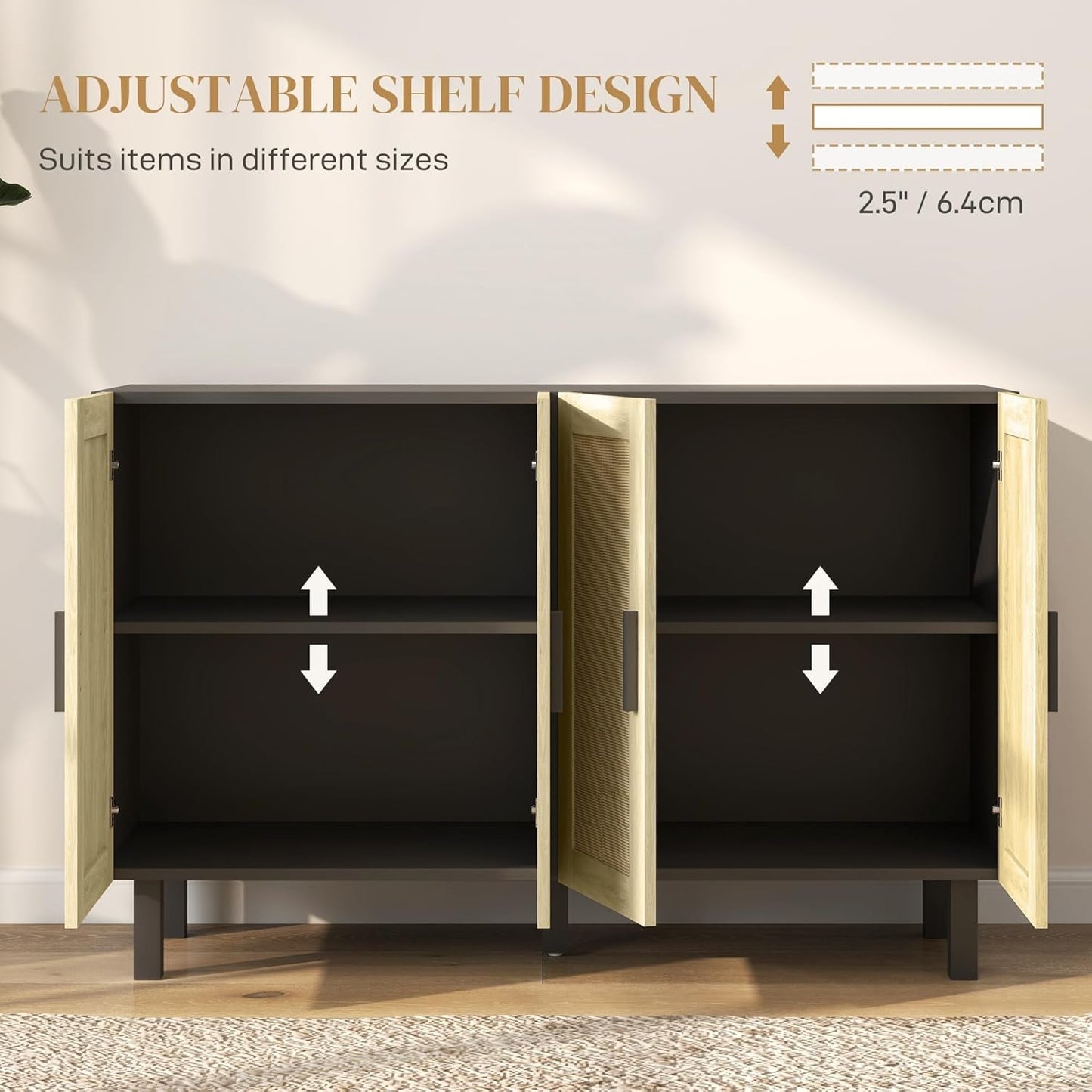 Sideboard Buffet Cabinet, Kitchen Cabinet, Coffee Bar Cabinet with 4